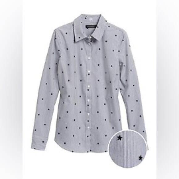 NWT Banana Republic Riley Tailored Fit Star Button Down Shirt Ling Sleeve US 2 - Picture 4 of 12